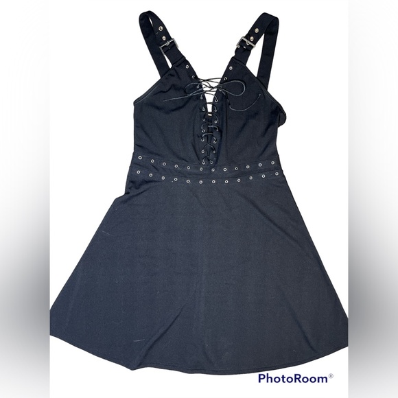 Gothic Black Suspenders Dress Size Large - Picture 3 of 6